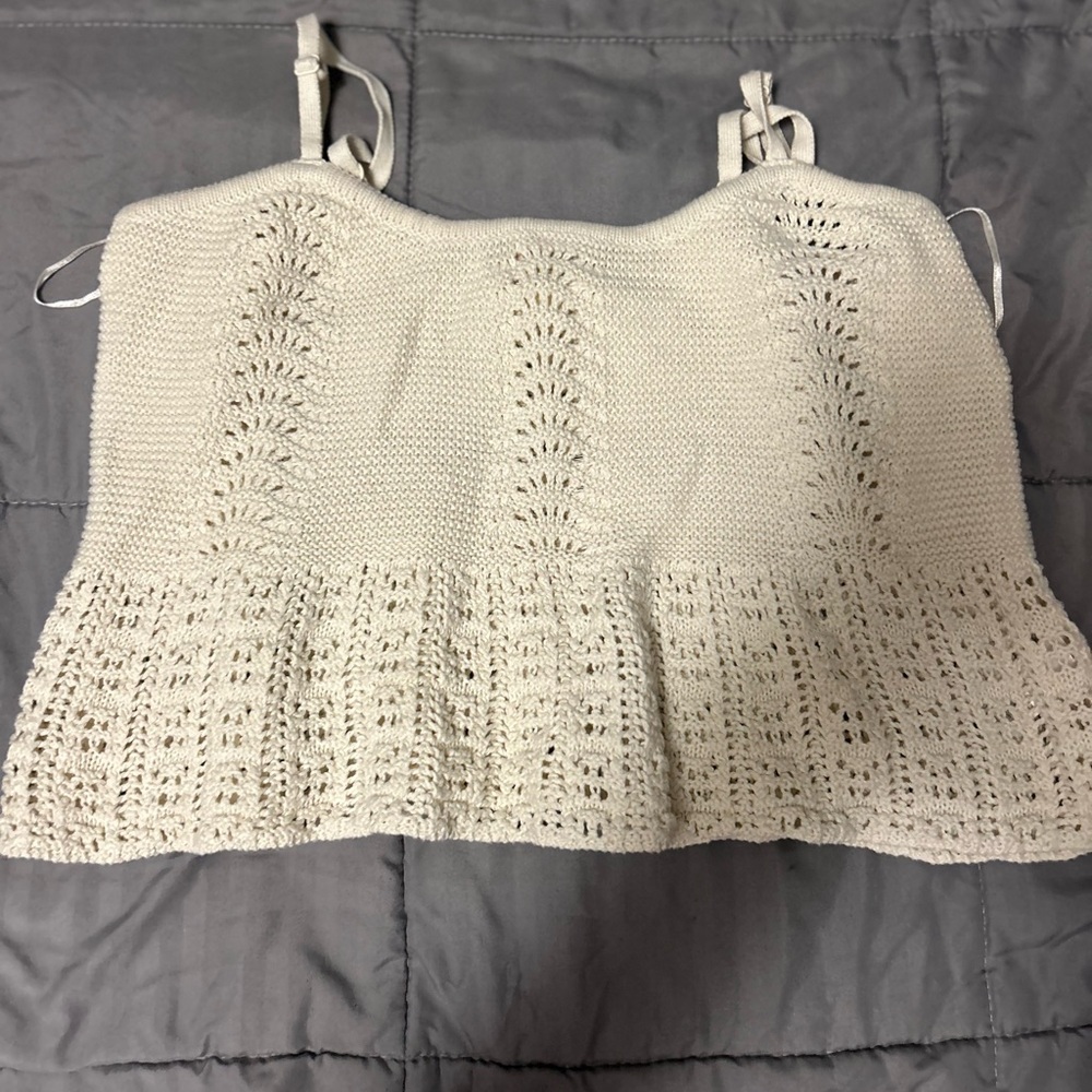 Aeropostale White Cropped Peplum Camisole